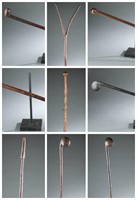 9 African staffs and clubs. 20th century.