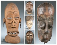 5 West African and Congo style masks. 20th cen.