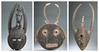 3 West African masks. 20th century.