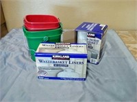 4 PC. Mop buckets & 1-1/2 BXS. wastebasket liners