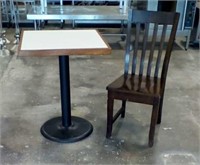 Small table and single wood chair