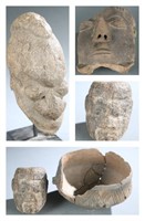 4 African stone & terracotta fragments. 20th cen.