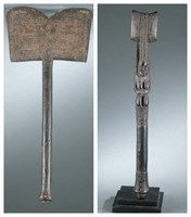 2 Yoruba Shango staffs. 20th century.