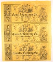 Canal & Banking Co. $5.00 Uncut Sheet.