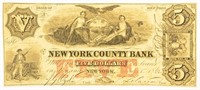 New York County Bank $5.00.