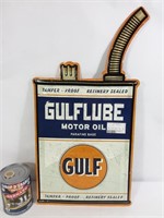 Enseigne style rétro en métal, bidon d'huile Gulf