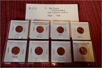 8- BRILLIANT UNCIRCULATED OLD LINCOLN CENTS
