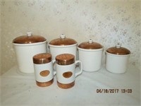 8 piece Copper top canister set and matching