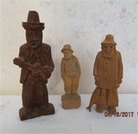3 Wood carvings 9, 7 and 6"H