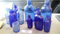 vintage blue bottles
