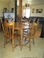 Birch 42" round table with 4 matching chairs and 1