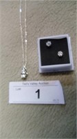 Cubic CZ with silver chain, silver earings,