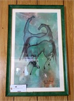 23.5" x 13.5" framed and matted, watercolor,