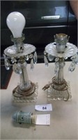 2 Dresser Lamps w/ Crystals, Vintage Ceramic Light