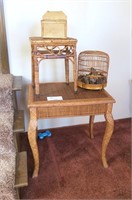 Lot, 23" W. x 24" H. wicker end table, with 15" H.