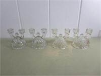 (2) Pairs of Clear Glass Candle Holders