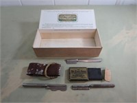 Vintage Razors, Edge Hone, Strope & Fruitcake Box