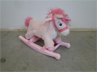 Adorable Pink Plush Rocking Unicorn