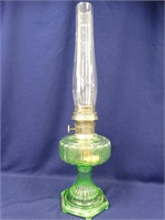 Vintage Green Depression Oil Lamp