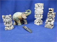 Aztec Warriors and Ornate Knives & Elephant