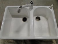 White Enamel Double Sink