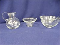 Glass Pitcher and Serving Bowls - 3 items