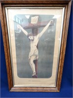 Antique Crucifixion Print Framed