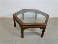 Hexagon Shape Wood and Glass Coffee Table