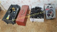 Metal Tool Box, Power Cords, Tools Cady