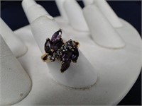 Gold Over 925 Sterling Amethyst Cocktail Ring