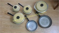 Vintage Yellow Sears Aluminum Cooking Pots