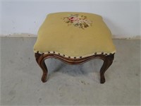 French Style Footstool  Needlepoint Top