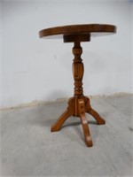 Oak Pedestal Accent Table