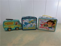 (3) Metal Lunchboxes, Scooby Doo, Smurfs