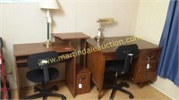 Particle Board & Solid Wood Desk & (3) Office