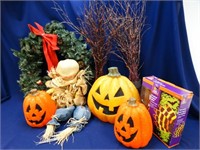 Tote of Halloween and Christmas items