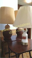 (3) Decorative Lamps - Floral & Brown