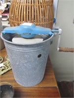 Miniature Galvanized Crank Ice Cream Bucket