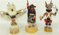 3 Hopi Kachina Carvings