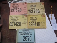 5 PA. Hunters License Dated 1966,67,71