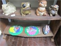 2 Shelf Lots-Rabbits,Frog Planter,Garden Pads