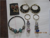 Costume Jewelry Lot-2 Pr. Pierced Earrings,2 Key