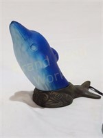 Blue Dolphin Table Lamp Night Light Brass Base