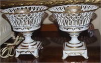 Pair of European porcelain glazed urns