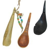 3 Antique Horn Spoons