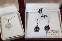 2pc Swarovski Earrings & Sterling Necklace