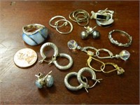 9 Pair of Silver Earrings & 2 Silver Rings