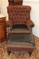 2pc Oversized leather & upholstery Chair & Ottoman
