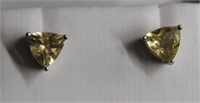 Trillion cut, 6mm citrine gemstone stud Earrings