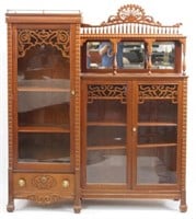 Antique ornate Mahogany side by side china cabinet